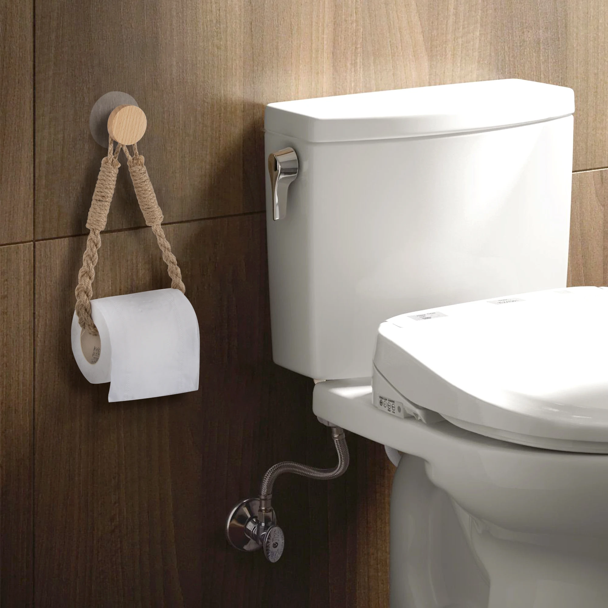 Paper Towel Holder Toilet Paper Rack Toilet Paper Holder Toilet Roll Holder Paper Towel Rack Nail-free Woven Hemp Rope Towel Holder