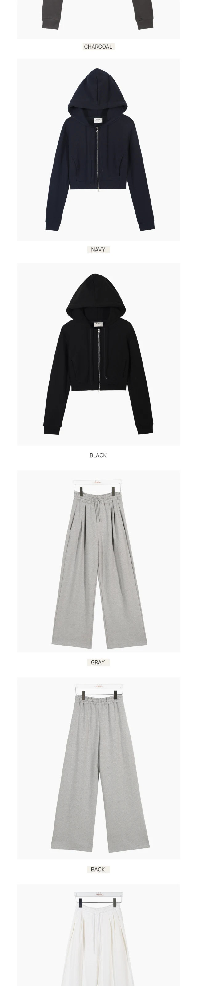 Korean Fashion Streetwear 2-piece Pants Set Women Tracksuit Autumn New Hooded Zip-up Crop Top Long Pants Casual Solid Outfits