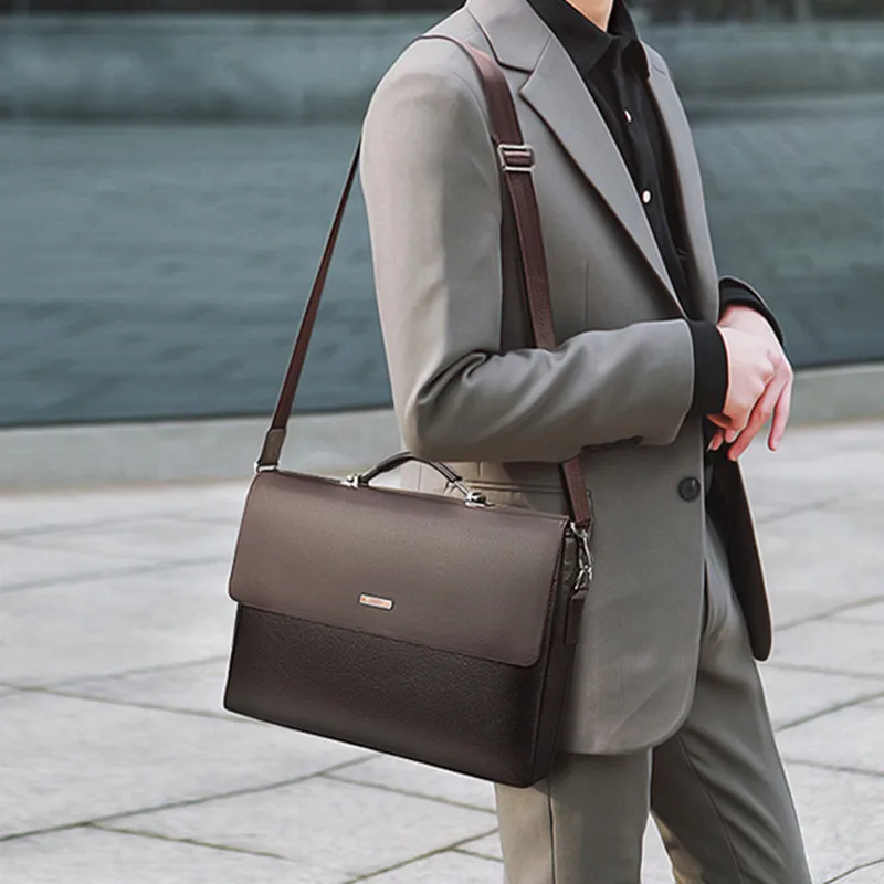 Business PU Leather Men's Briefcase Luxury Handbag Office Man Laptop Bag Large Capacity Male Shoulder Messenger Bag