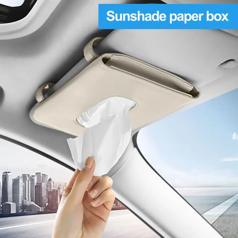 

Car Tissue Box Holder Seat Back Tissue Organizer Versatile Car Tissue Holder Faux Leather Visor Napkin Case for Home Vehicle