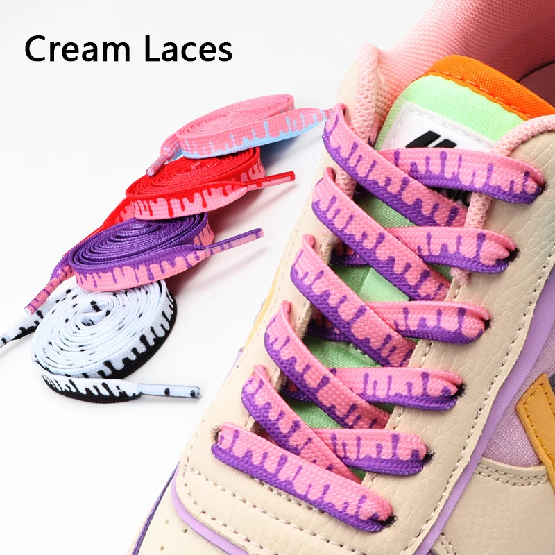 Flache AF1-Eiscreme-Schnürsenkel, bunter Druck, Farbverlauf, Schnürsenkel für Turnschuhe, klassische Mandarin-Ente, Segeltuch-Schnürsenkel für Unisex