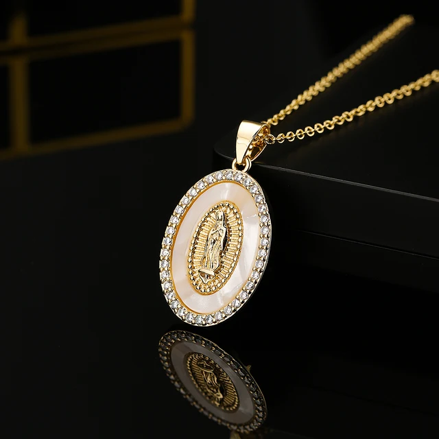 Pendentif Vierge Marie en Acier Inoxydable, Bijou au Design Classique, en Or, AAA CZ, Nouvelle Collection 1