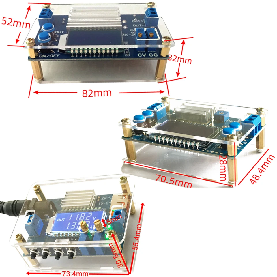 12A DC Buck Converter Step Down Module - Adjustable Voltage Regulator With LCD Display (5.3-32V Input)