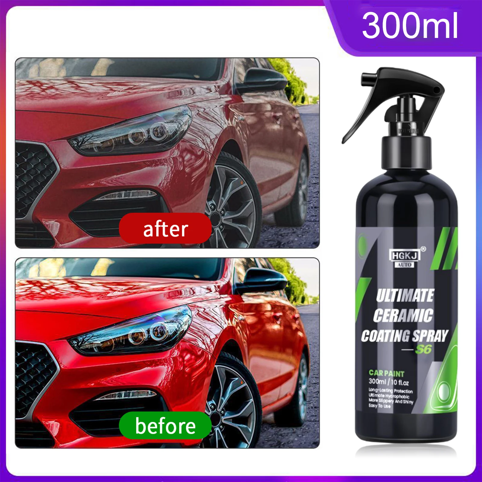 9H Ceramic Car Coating Spray Paint Care 300/100/50ml Hydrophobic