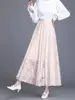 Plus Size Women Lace Skirt Women Niche Autumn New Mid-length Skirt with Large Hem Mesh and Empty Elegant Pleated Vintage Skirt 3
