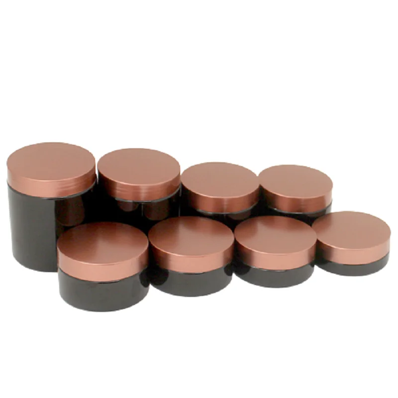 

Shiny Black Wide Mouth Bottle Empty Cosmetic Jars 30g 50g 80g 100g 150g 200g 250g Cream Pots Plastic Container With Bronze Lids