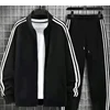 Couple's Slim Fit Long Sleeve Stand Collar Running Outfit Spring Autumn Thin Two Piece Set Versatile Sportswear for Men