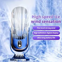 Petit ventilateur à refroidissement par air avec charge USB, 5 vitesses réglables, grande batterie, double moteur, ventilateur de bureau élégant, refroidisseur d'air portable 1