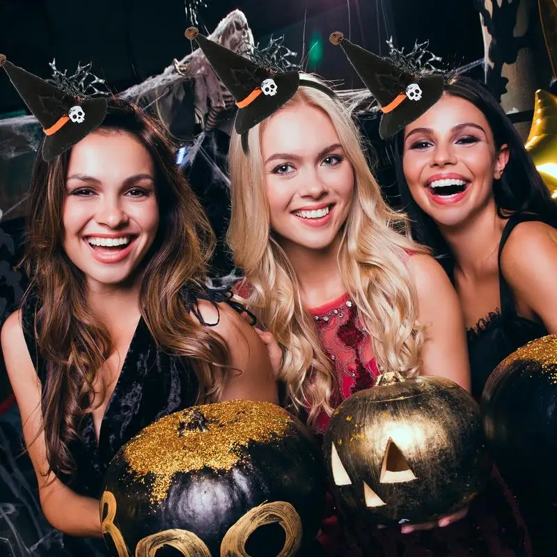 Halloween Head Band Halloween Witch Hat Headwear Stylish Party Headpieces With Spider Web For Celebrations Masquerade