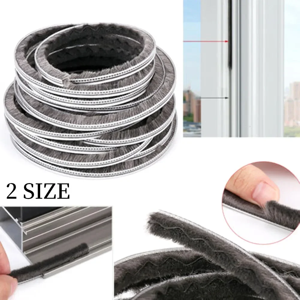 10M Hairy Seal Brush Pile Door Window Sliding Weather Strip Draught Excluder Noise Isolation For Studio Door Seal Bathroom Tape