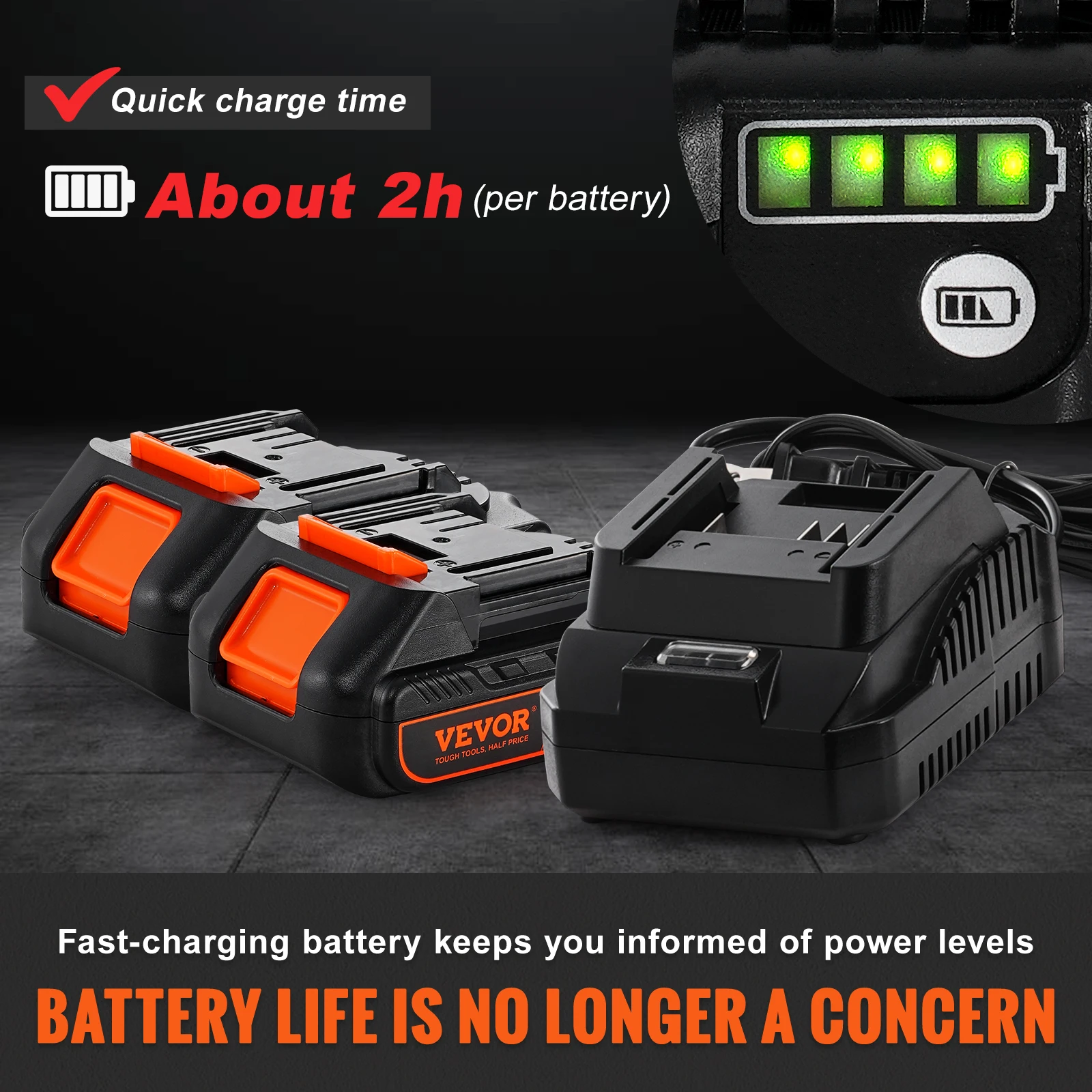 VEVOR 10000 PSI 20-Volt Electric Cordless Grease Gun Kit Battery Powered with 990mm Hose Carrying Case Battery Charger Included
