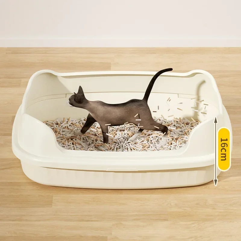 특대형 반폐쇄형 고양이 화장실, 튐 방지 고양이 변기, 대형 새끼 고양이 청소용품, 대형 고양이 배변통, 애완용품