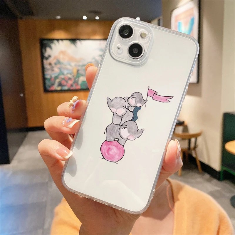 Silicone Clear Cover Cartoon Luxury Couple Style Phone Case