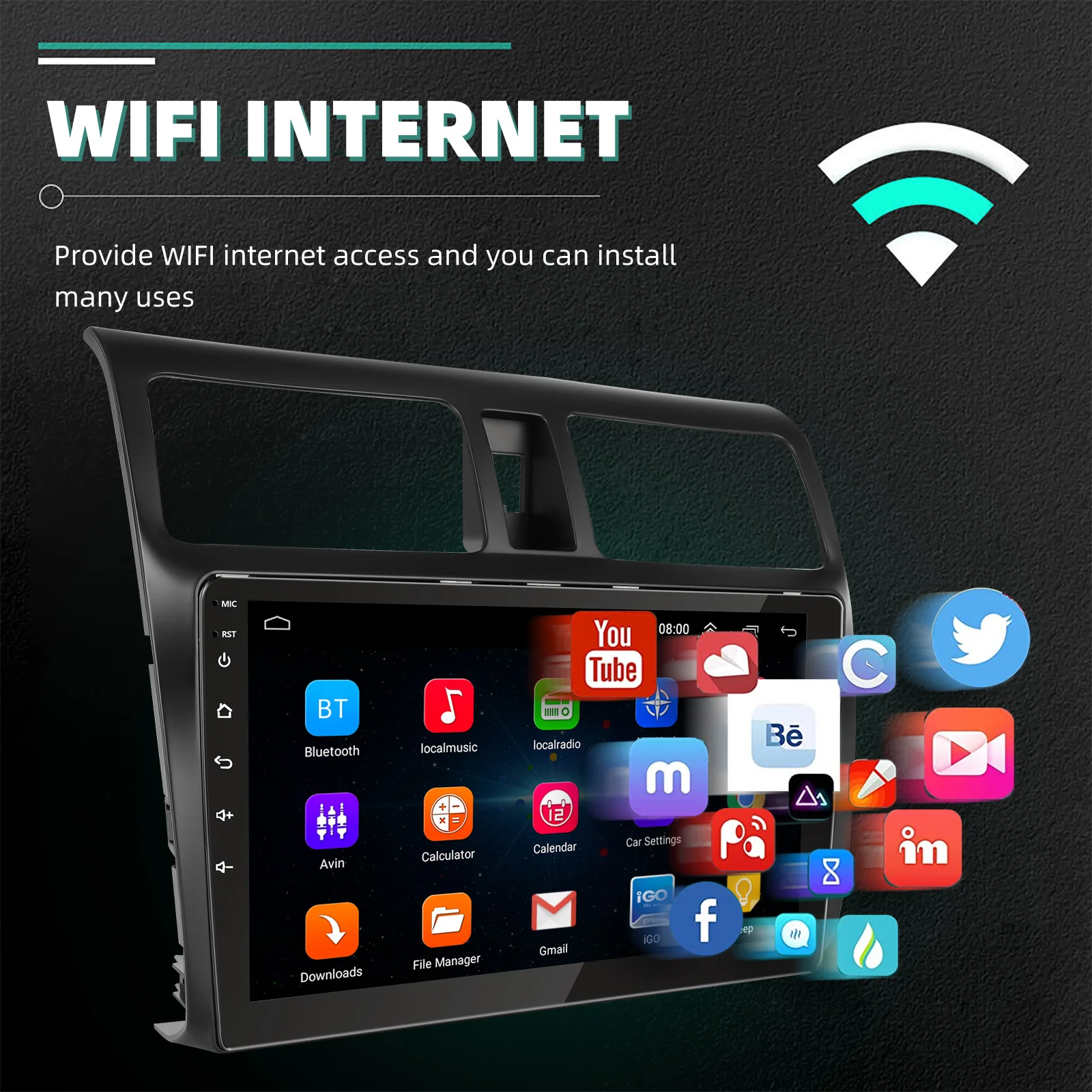 ESSGOO 10" 2DIN Android 13 Carplay Car Stereo Radio For Suzuki Swift 2003-2010 GPS Navigation FM WiFi BT RDS Multimedia Player 