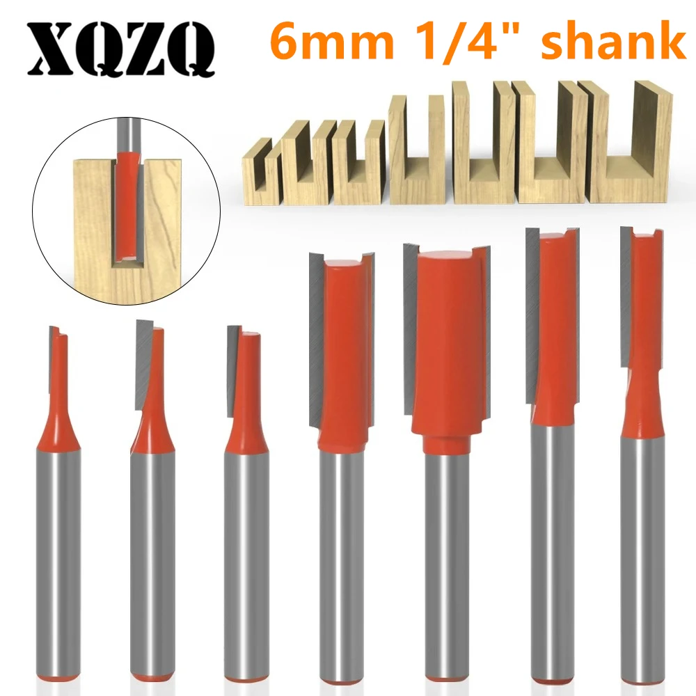 

6mm 6.35mm Shank Wood Router Bit Tungsten Carbide End Mill Straight Shape Milling Cutter for Wood Woodworking Tools