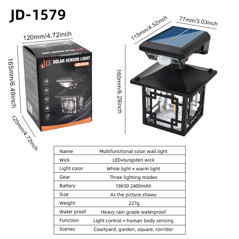 Motion Sensor Solar Street Light IP65 Waterproof Garden Security Wall Light Intelligent Sensor Light for Patio Villa Yard