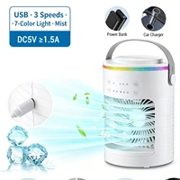 Refroidisseur d'Air Portable, Ventilateur Brumisateur Personnel USB à Évaporation avec 3 Vitesses, 3 Minuteries et Lumière 7 Couleurs pour Bureau et Chambre, Rechargeable, Silencieux, Mini Climatiseur de Table 1