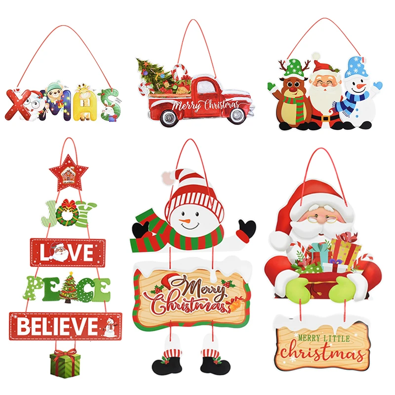 

Christmas Door Window Hanging Decoration Santa Claus Snoweman Paper Hanging Banner Christmas Party Diy Home Decor 2023 Navidad