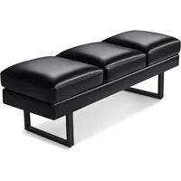 Waiting Room Chairs Faux Leather Office Guest Chair, 59.6 Inches Conference Room Chairs 3 Seats Upholstered Reception Bench, Lob 1