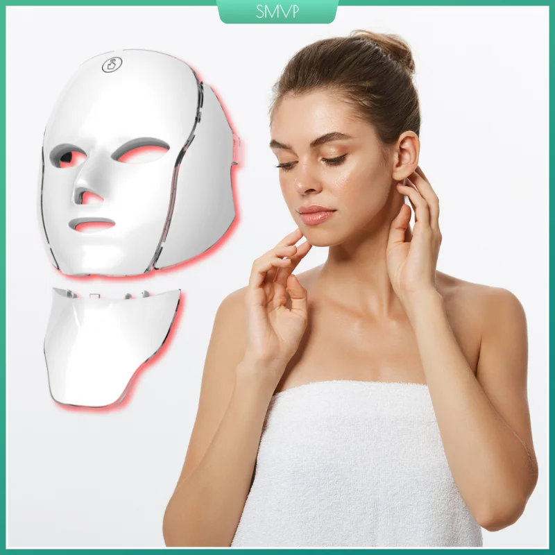 7 Color LED Facial Mask Red Light Therapy USB Rechargeable Wireless Mask Anti-Aging Face Neck Care Collagen Boost Beauty Device