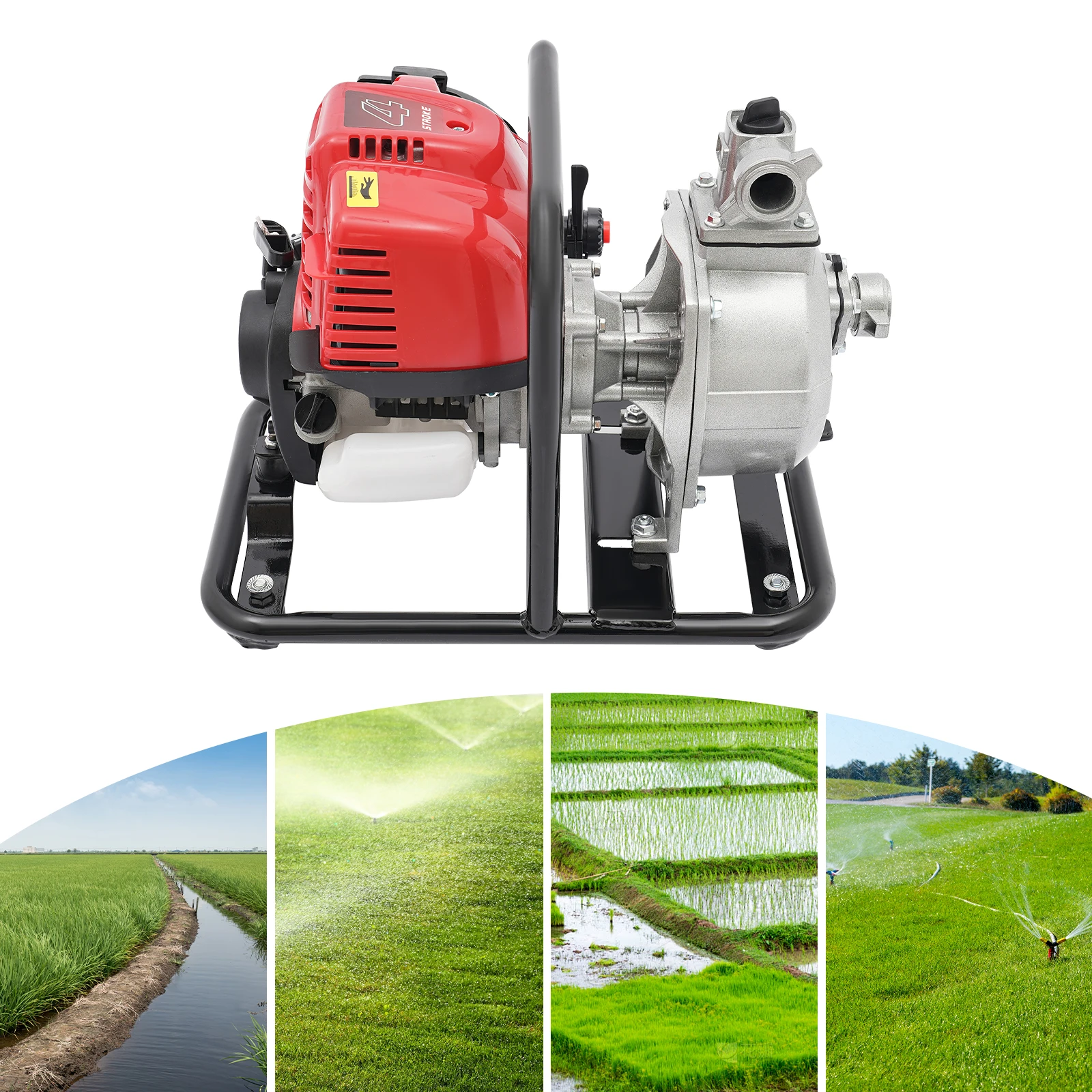 4-Takt-Motor, Solar-Wasserpumpe, Wassertransferpumpe, Wasserpumpe, Tragbare Benzinpumpe, 1,2kW, 135L/min, Bewässerung, Entwässerung – Detail 4