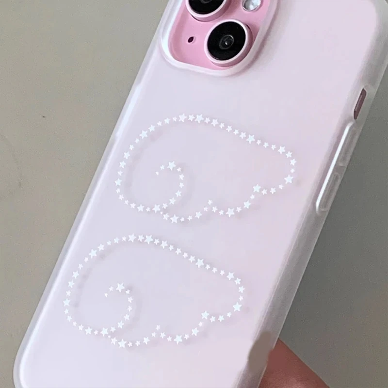 Korean Lovely Stars Angel Wing Matte Phone Case