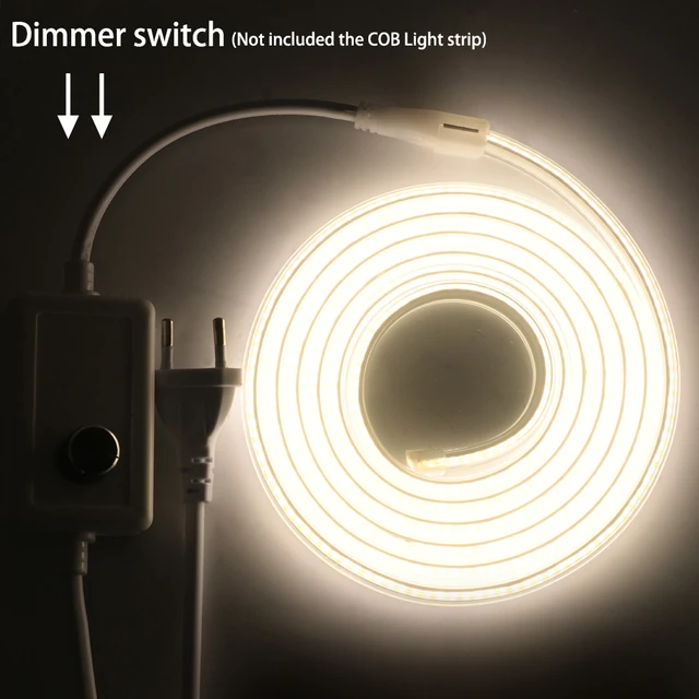 Adaptador de fuente de alimentación regulable con Enchufe europeo para 288 /360Leds/m AC 220V COB, tira de luces LED, interruptor de atenuación -  AliExpress