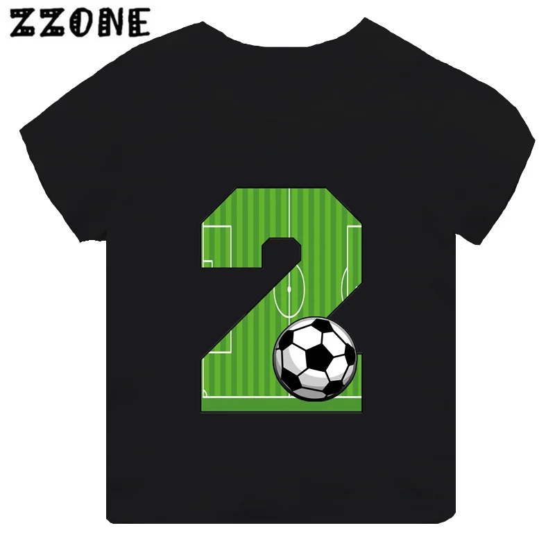 Football Number Bow Print Funny Boys Clothes 1 2 3 4 5 6 7 8 9 Years Birthday Soccer Cartoon Kids T shirt Baby Girls T-Shirts 2