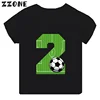 Football Number Bow Print Funny Boys Clothes 1 2 3 4 5 6 7 8 9 Years Birthday Soccer Cartoon Kids T shirt Baby Girls T-Shirts 2