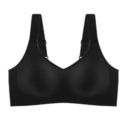 Women's Seamless Push-Up Sport Bra - Soft, Wireless, Padded Lingerie with Wide Shoulder Straps - XXXL (Black)