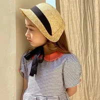 Cute Vintage Children Baby Girls Straw Plaited Hat Lace Up Beach Holiday Outdoor Summer Sun Block Hat Cap for Kids Sun Hats 1