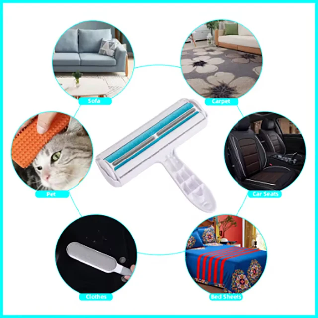 Pet hair remover for cats and dogs reusable self-cleaning cotton plush roller set suitable for beds sofas carpets cat beds 3