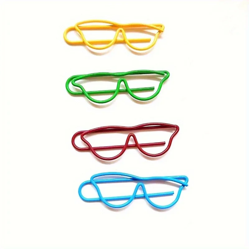 60pcs Mixed Color Glasses Shaped Paper Clips Cute Shape Bookmark Clips Metal Paper Files Holder Creative Office School Supply paper clips mini bookmark
