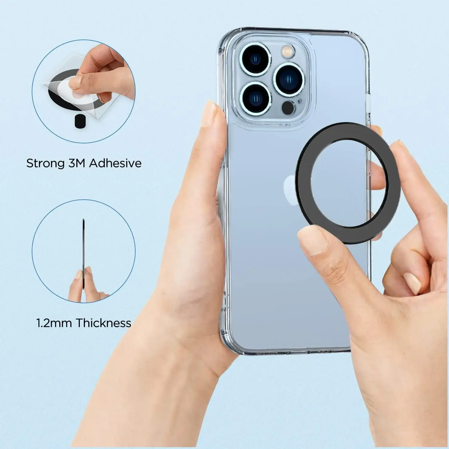 Universal Magnetic Ring Sticker for Wireless Charging and Car Holder, 2-in-1 Magnet Ring