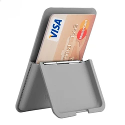 Premium PU Leather Magnetic Phone Wallet with Pop - up Card Holder and Magsafe Compatibility (GRAY)
