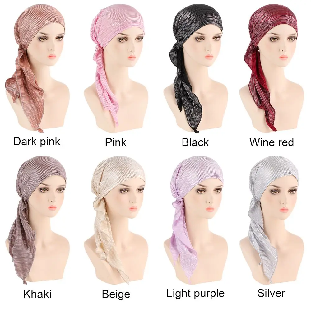 Hair Loss Women Headwrap Headwear Headscarf Beanie Cap Muslim Hijab Pre-Tied Bonnet Cancer Chemo Cap 6