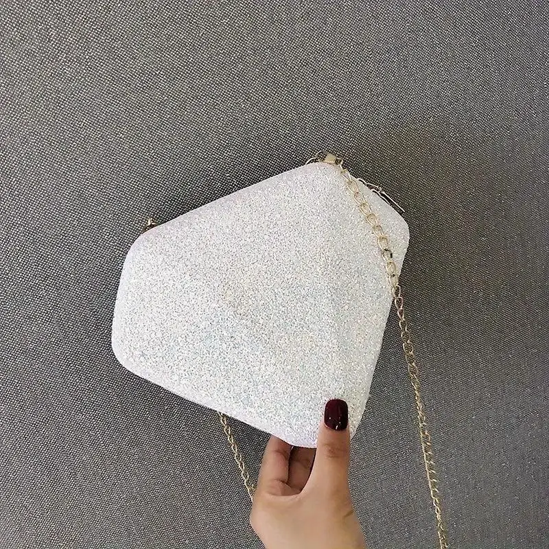 Fashion Diamond Shape Crossbody Bags Banquet Party Purses Fashion Korean Edition Chain Fashionable Sequin Diamond Shoulder Bag