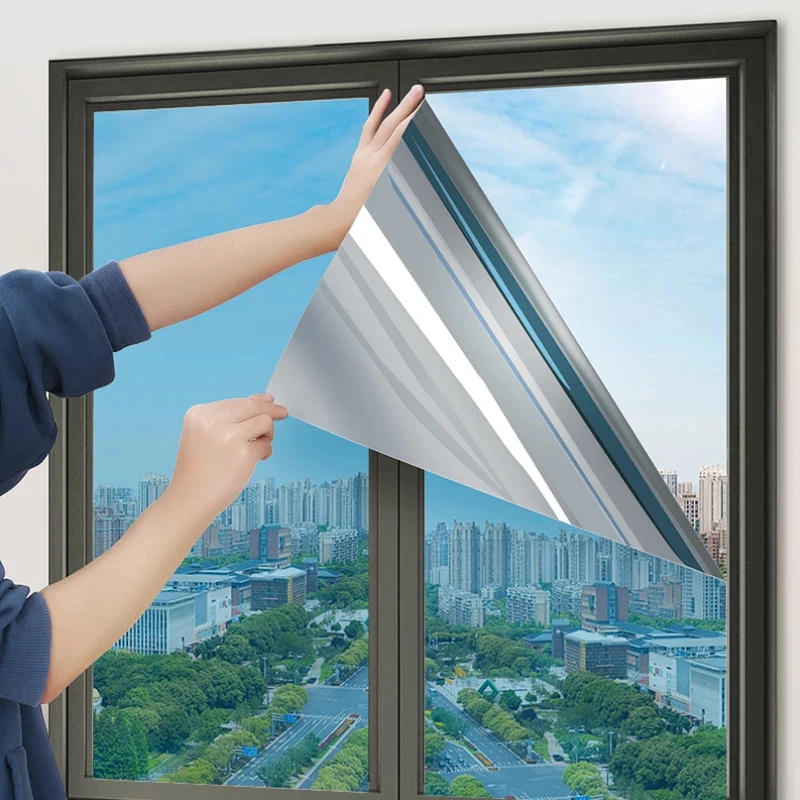 Window Privacy Film Window Film Window Privacy Film One Way Mirror Film Daytime Anti UV Sun Blocking Heat Control Reflective Glass Tint Sticker For Home Office