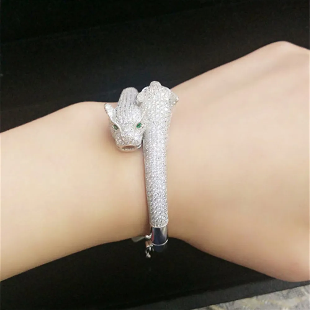 xd197 leopard head shinning European style Jewelry leaves shaped wedding party