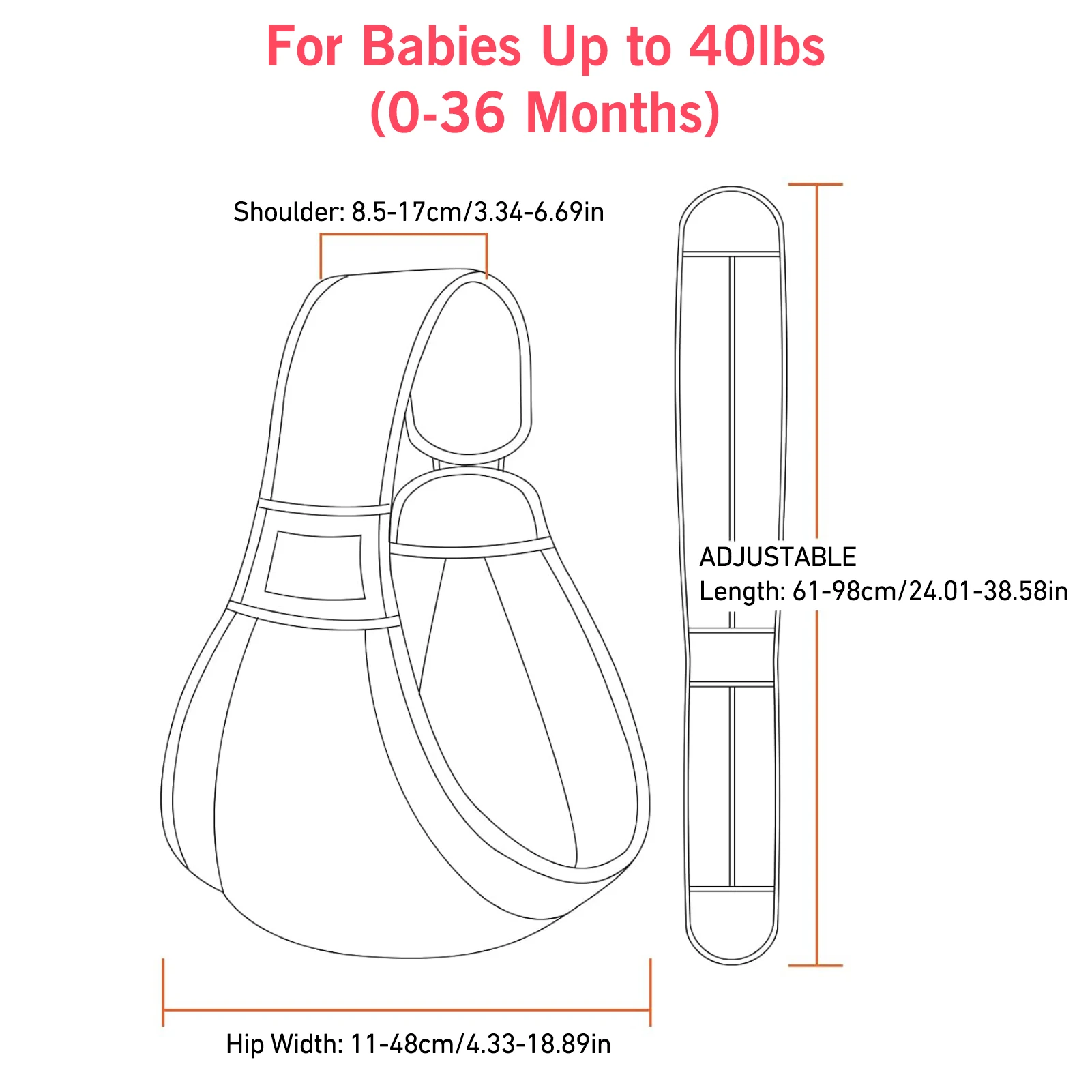 Baby Sling Carrier, Adjustable One Shoulder Lightweight Portable Baby Carrier Sling for Newborn To Toddler, Mesh Ventilation 6