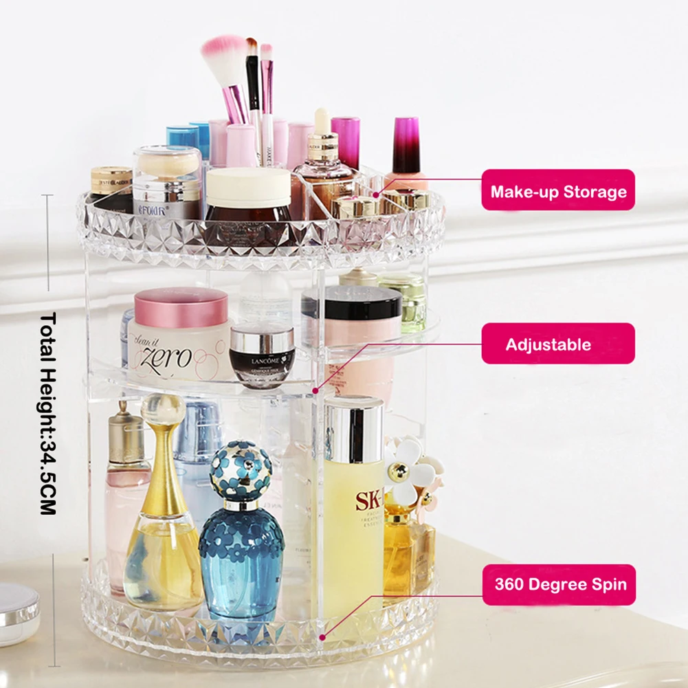 【Sheonly】Transparent Acrylic Rotating Multifunctional Makeup Organizer: uk Stock, 4 Days Free Delivery, & No Order Amount limit