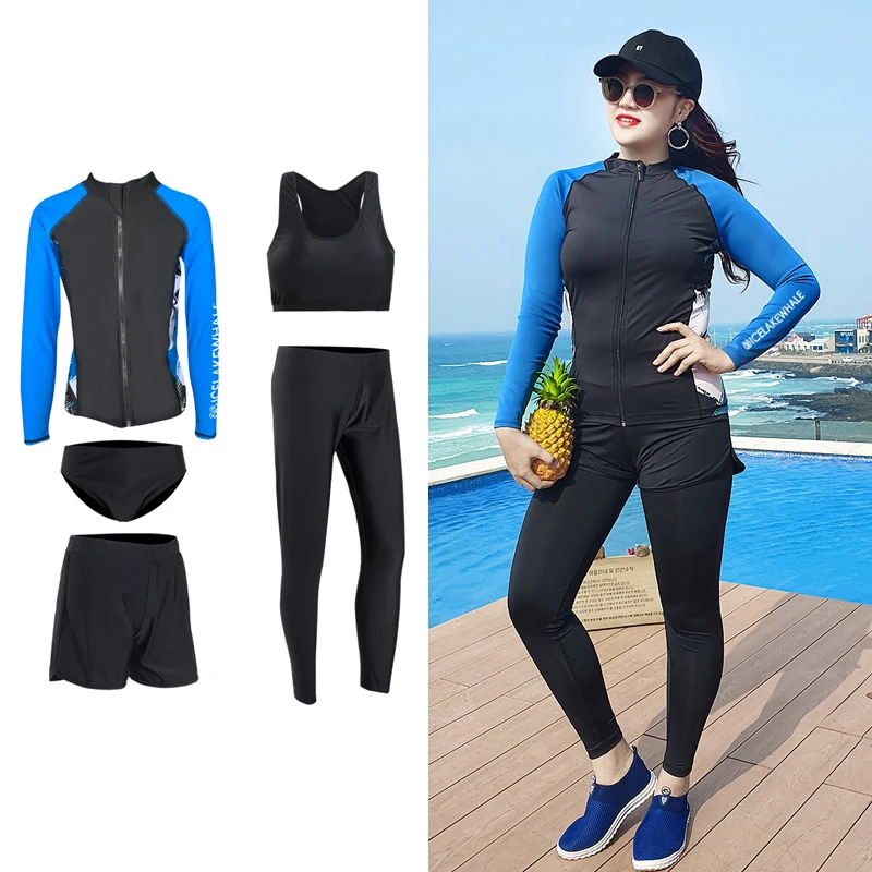 

Plus Size Women Spilt Rashguard Sports Swimwear Sun Protector Long Sleeve Swimsuit Conservative Surfing Swimwear 2024