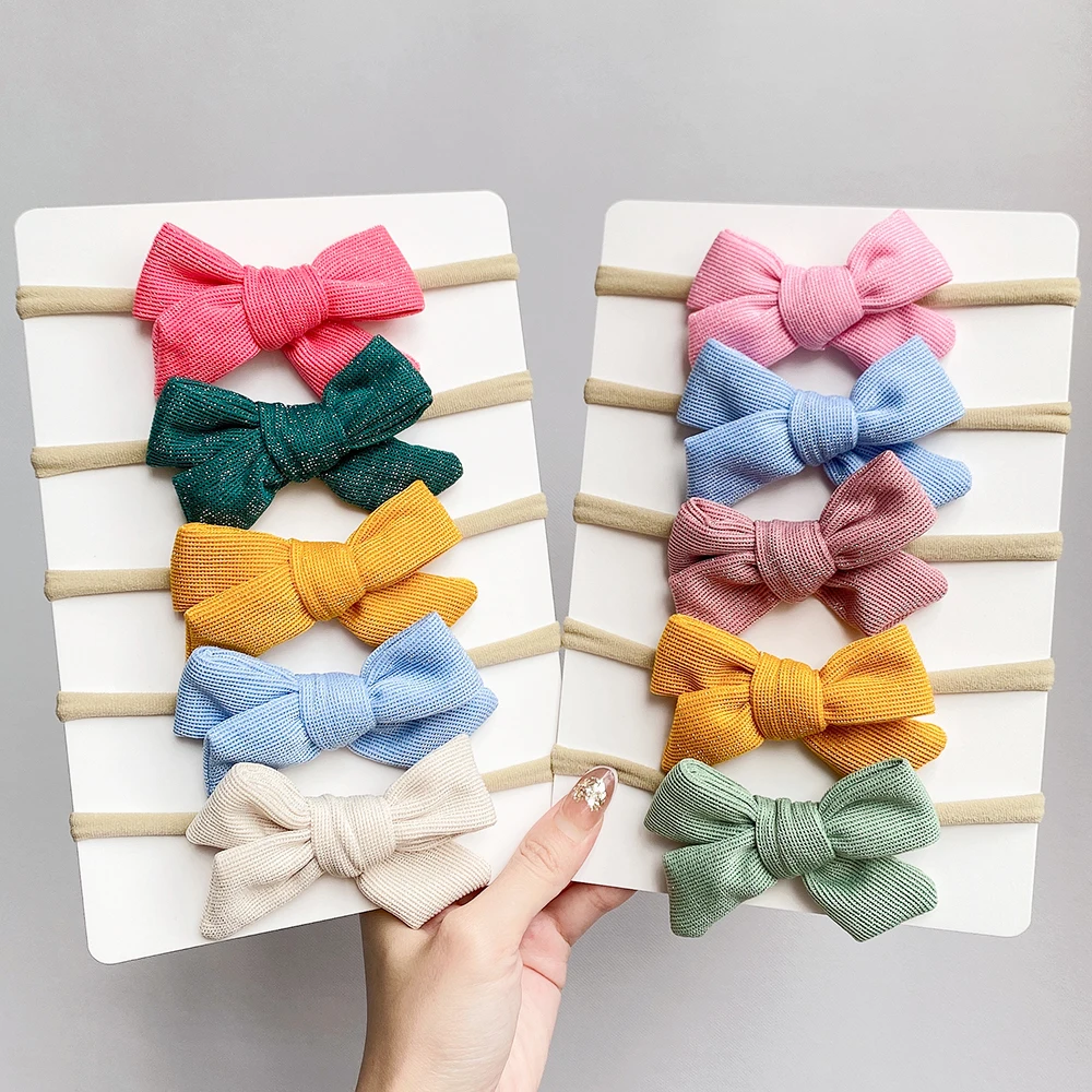 

5Pcs/Lot Cute Bows Girls Headband Nylon Headbands Turbe Hairbands for Children Babies Hair Band Newborn Baby Hair Accessories