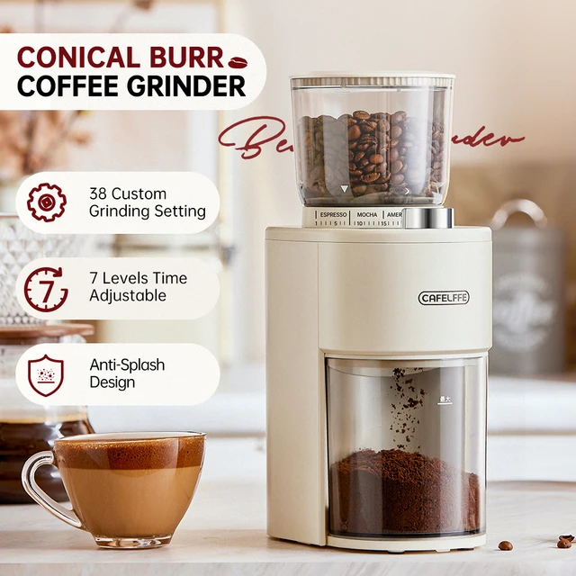 Cafelffe Electric Grinder Adjustable Burr Mill with 38 Grind Settings Electric Coffee Bean Grinder for Espresso,American Coffee 1