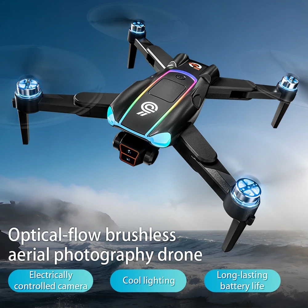 Drone Selfie Poche 4K HD Double Caméra noir replié sur fond blanc, ultra compact.