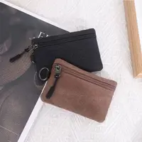 Canvas Mini Coin Wallet Bag Solid Color Zipper Key Bag Money Pocket Purse Women Men Small Card Holder Change Coin Purses 1