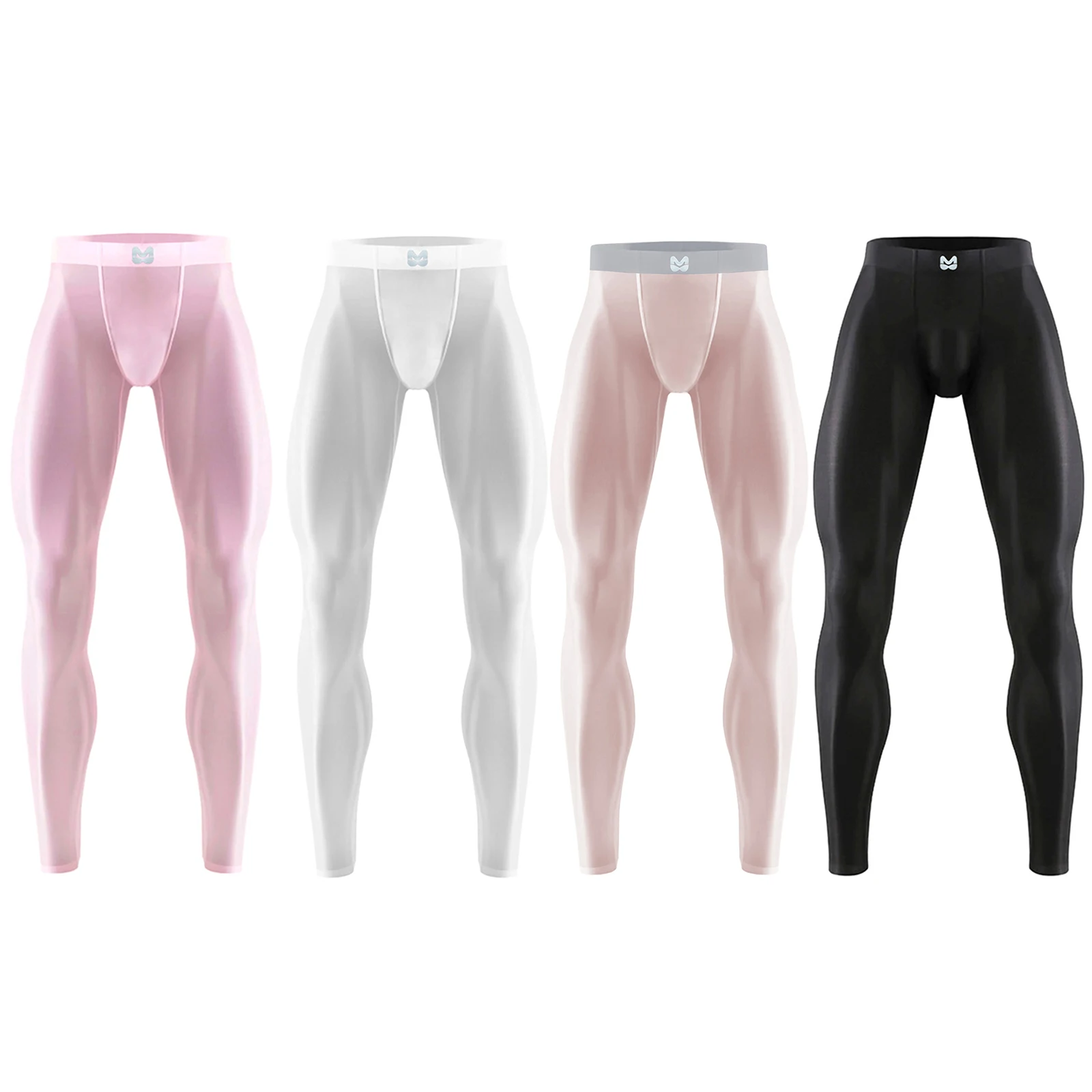 Mens silky yoga fitness leggings bulge pouch pilates seamless stretchy bodybuilding tights pants gym sports cycling fitness