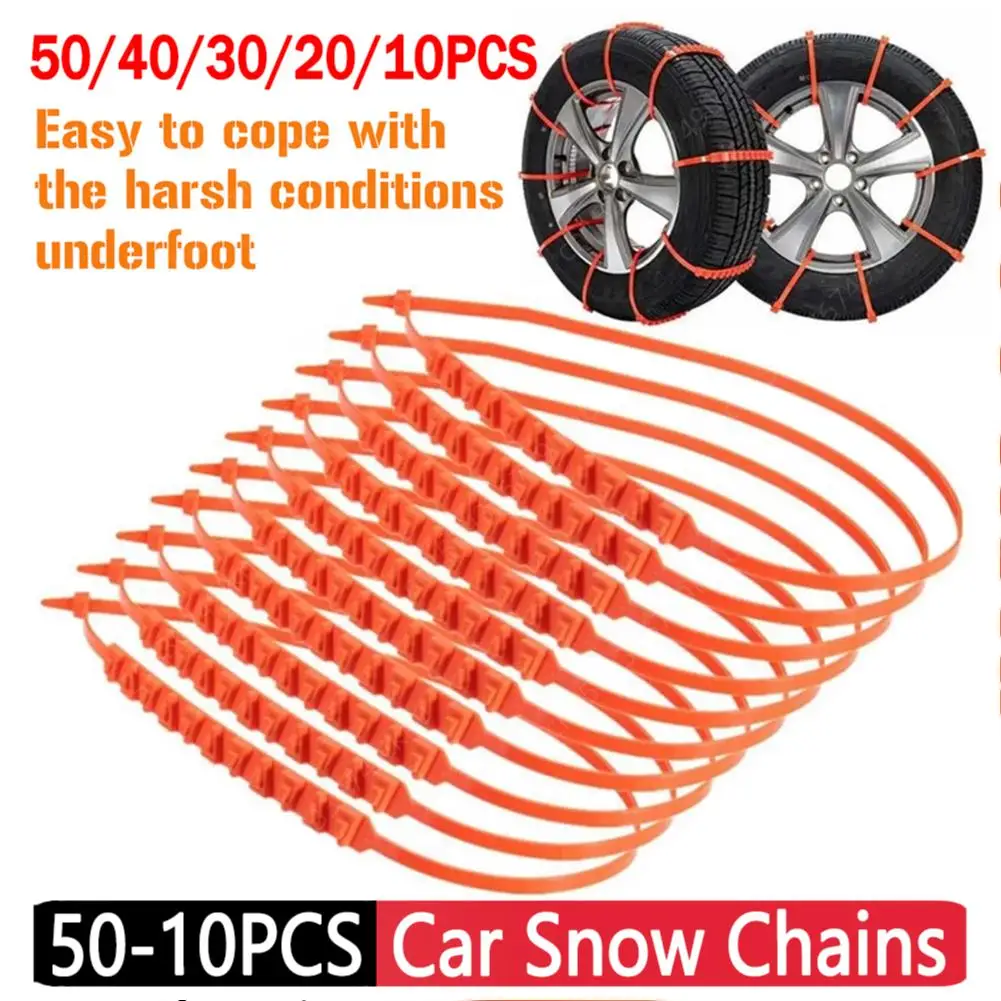 50-10pcs Car Wheels Tire Snow Chains Anti Slip Nylon Winter Outdoor Tire Emergency Anti-Skid