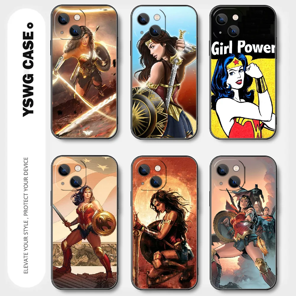 Wonder Woman Diana Custodia Per Telefono Per Iphone 15 14 13 12 11 8 Pro Max X Xr Xs Plus Mini Cover Nera