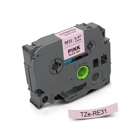 Satin Ribbon Label Tape - 12/18mm - 12mm (Black on Pink)